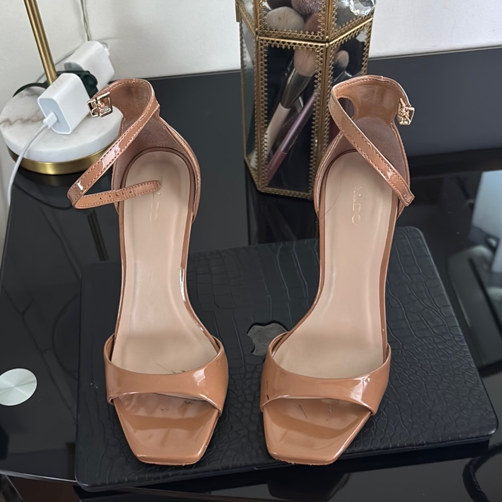 Aldo Tan Stiletto Heels with Ankle Strap